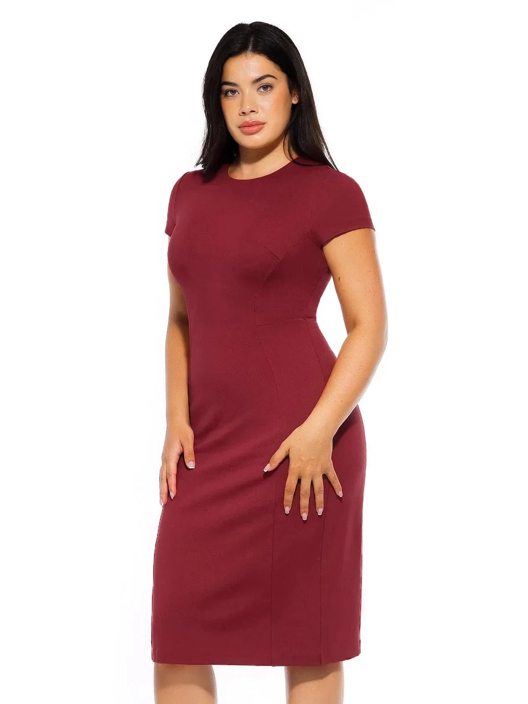 SculptWear Short Sleeve Fitted Sheath Dress - Modefluss