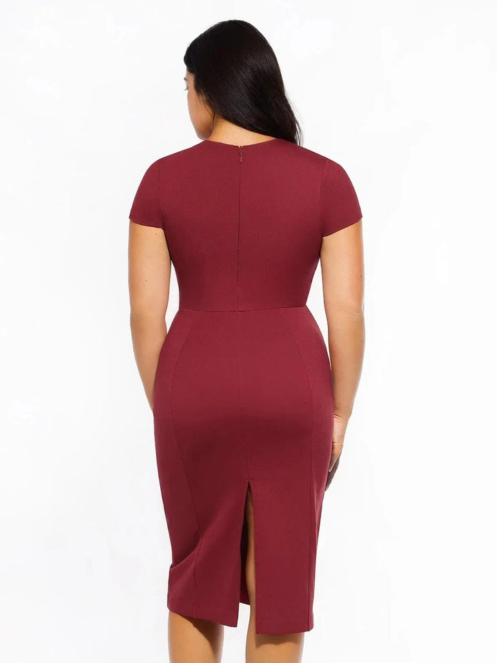SculptWear Short Sleeve Fitted Sheath Dress - Modefluss
