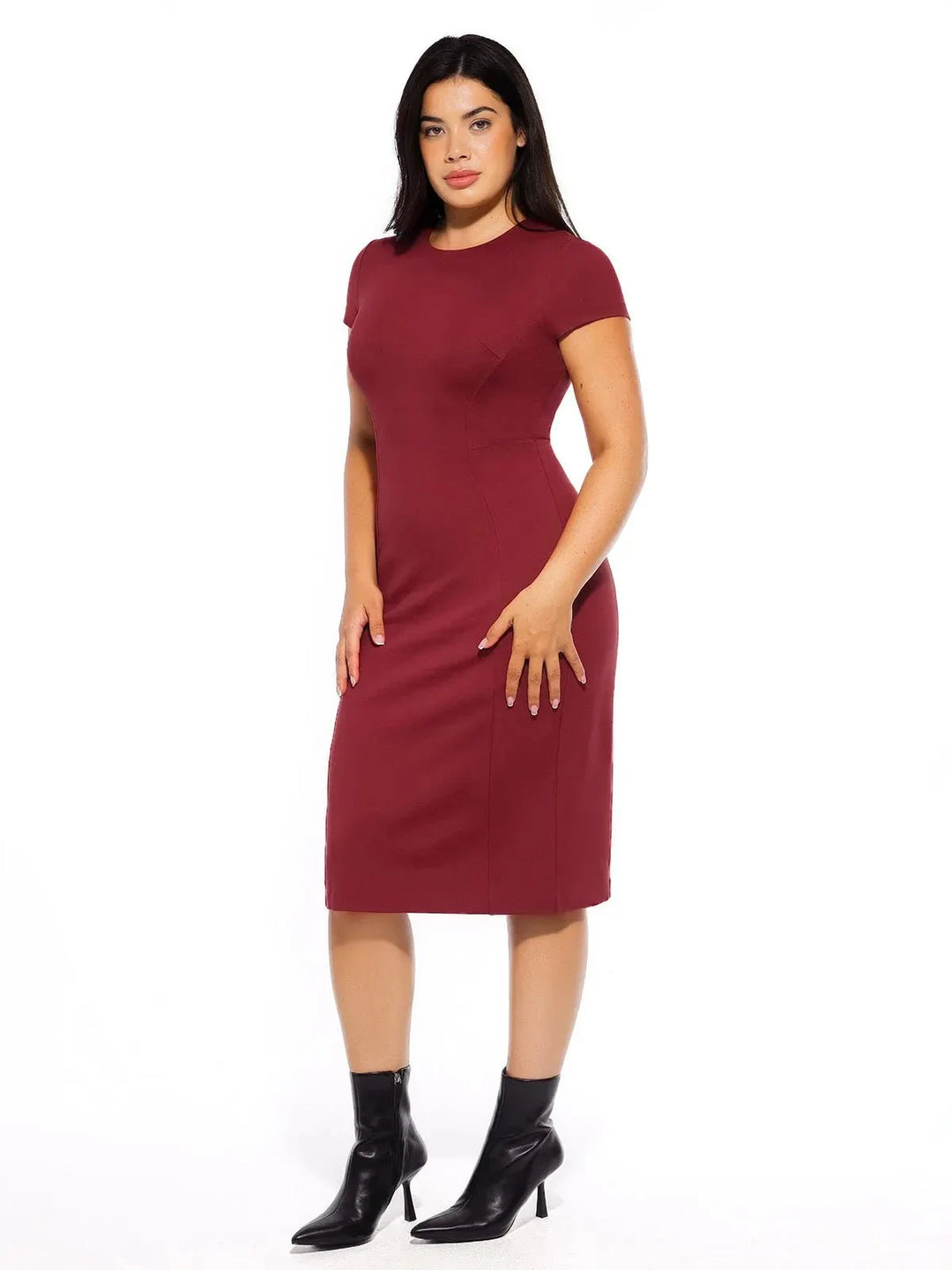 SculptWear Short Sleeve Fitted Sheath Dress - Modefluss