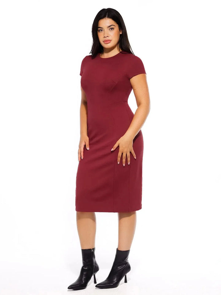 SculptWear Short Sleeve Fitted Sheath Dress - Modefluss