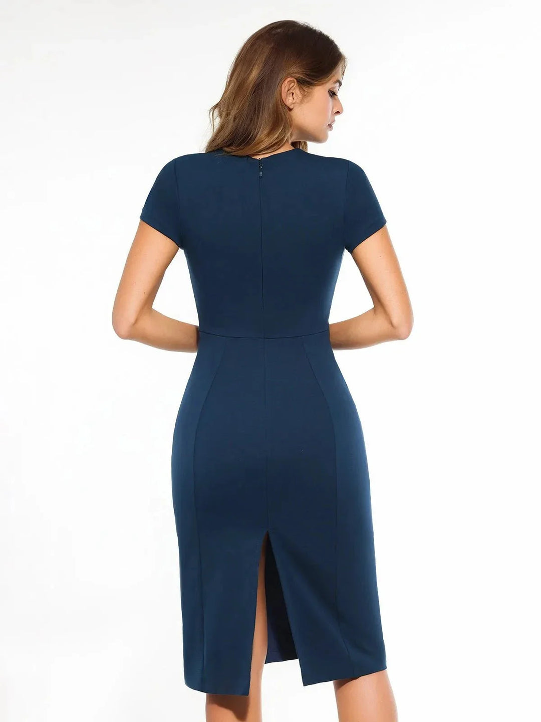 SculptWear Short Sleeve Fitted Sheath Dress - Modefluss