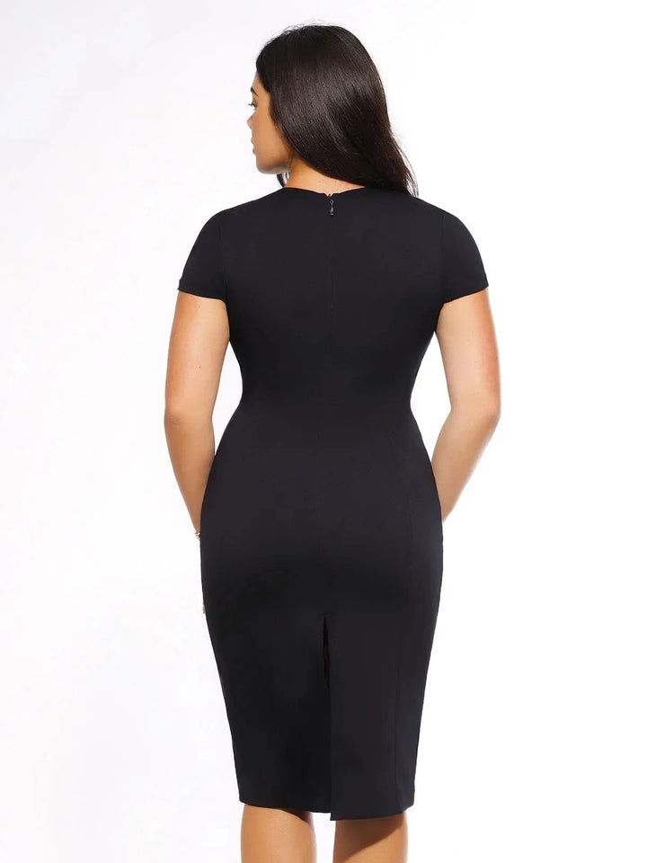 SculptWear Short Sleeve Fitted Sheath Dress - Modefluss