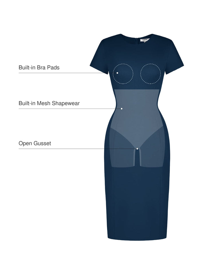SculptWear Short Sleeve Fitted Sheath Dress - Modefluss