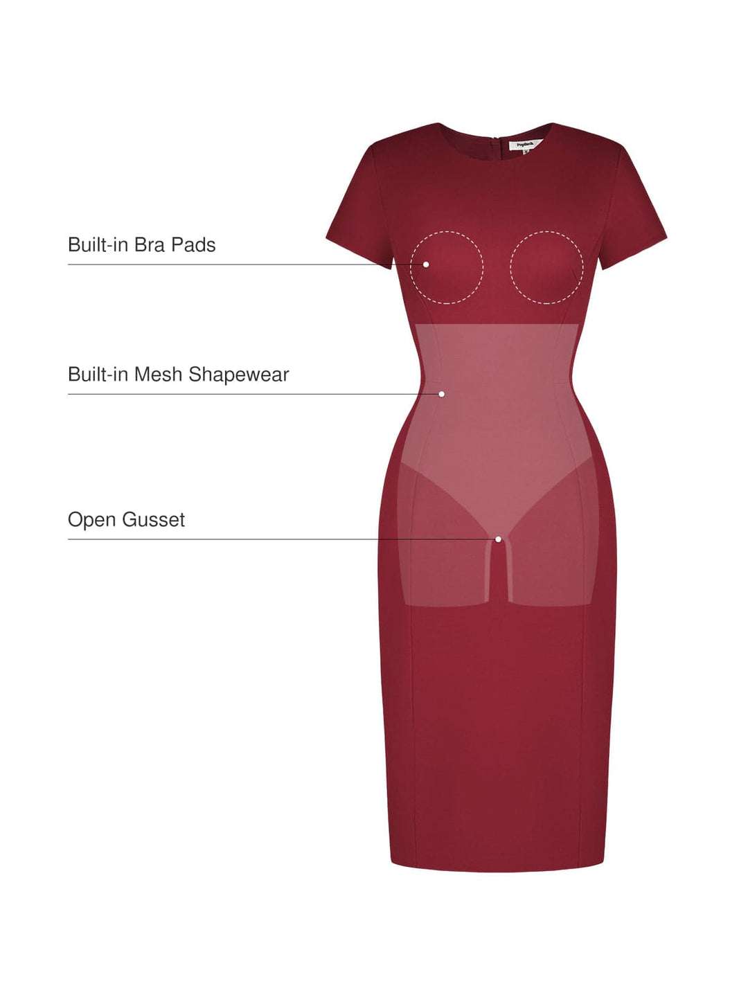 SculptWear Short Sleeve Fitted Sheath Dress - Modefluss