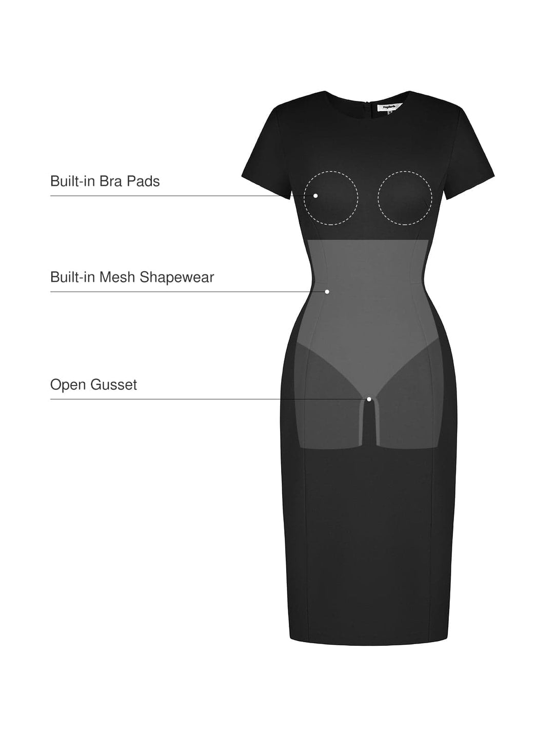 SculptWear Short Sleeve Fitted Sheath Dress - Modefluss