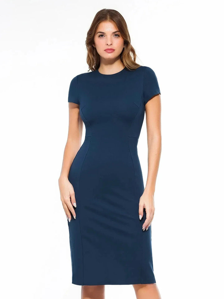 SculptWear Short Sleeve Fitted Sheath Dress - Modefluss