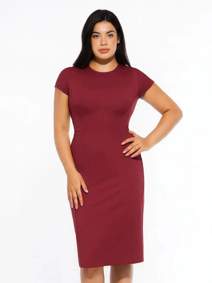 SculptWear Short Sleeve Fitted Sheath Dress - Modefluss