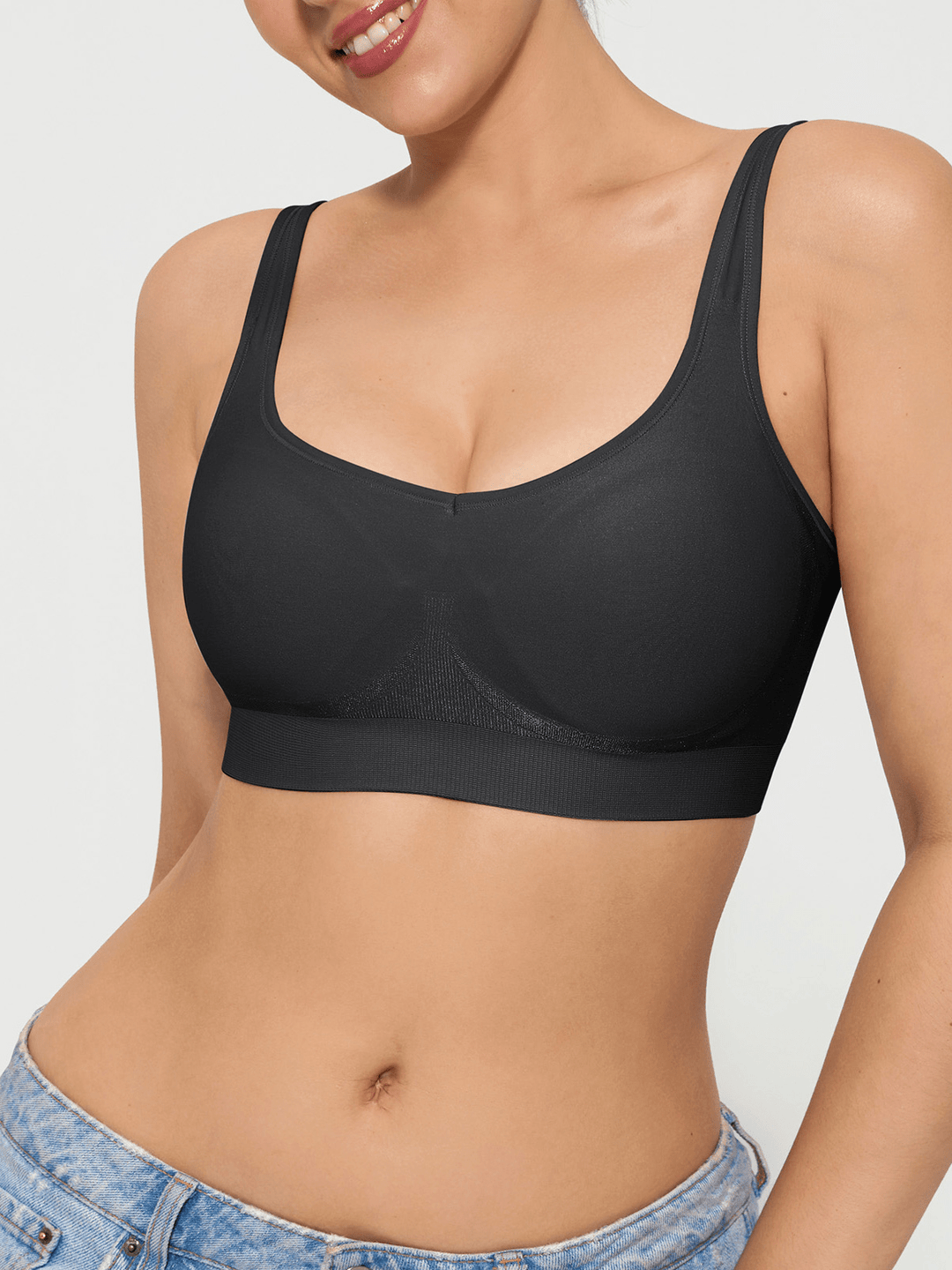Seamless Adjustable Wide-Strap Underwire-Free Smoothing Bra - Modefluss