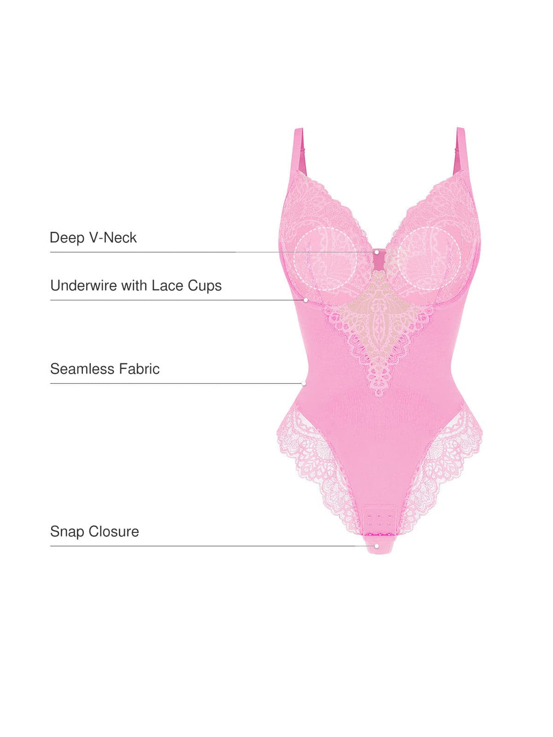 Seamless Lace V-Neck Shapewear Bodysuit - Modefluss