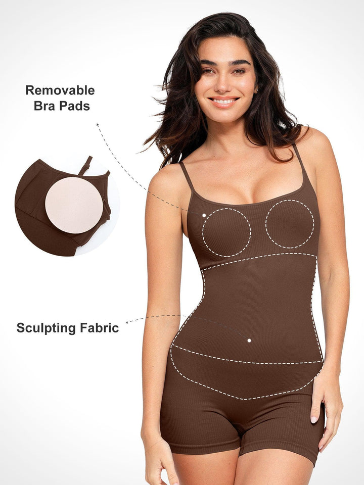 Shapewear Seamless Rib Strappy Romper - Modefluss