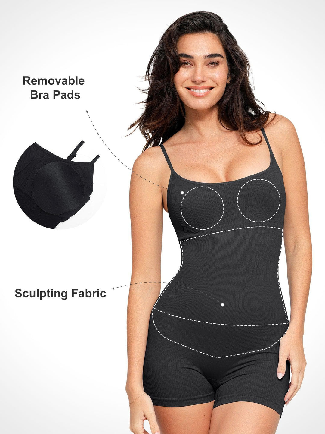 Shapewear Seamless Rib Strappy Romper - Modefluss