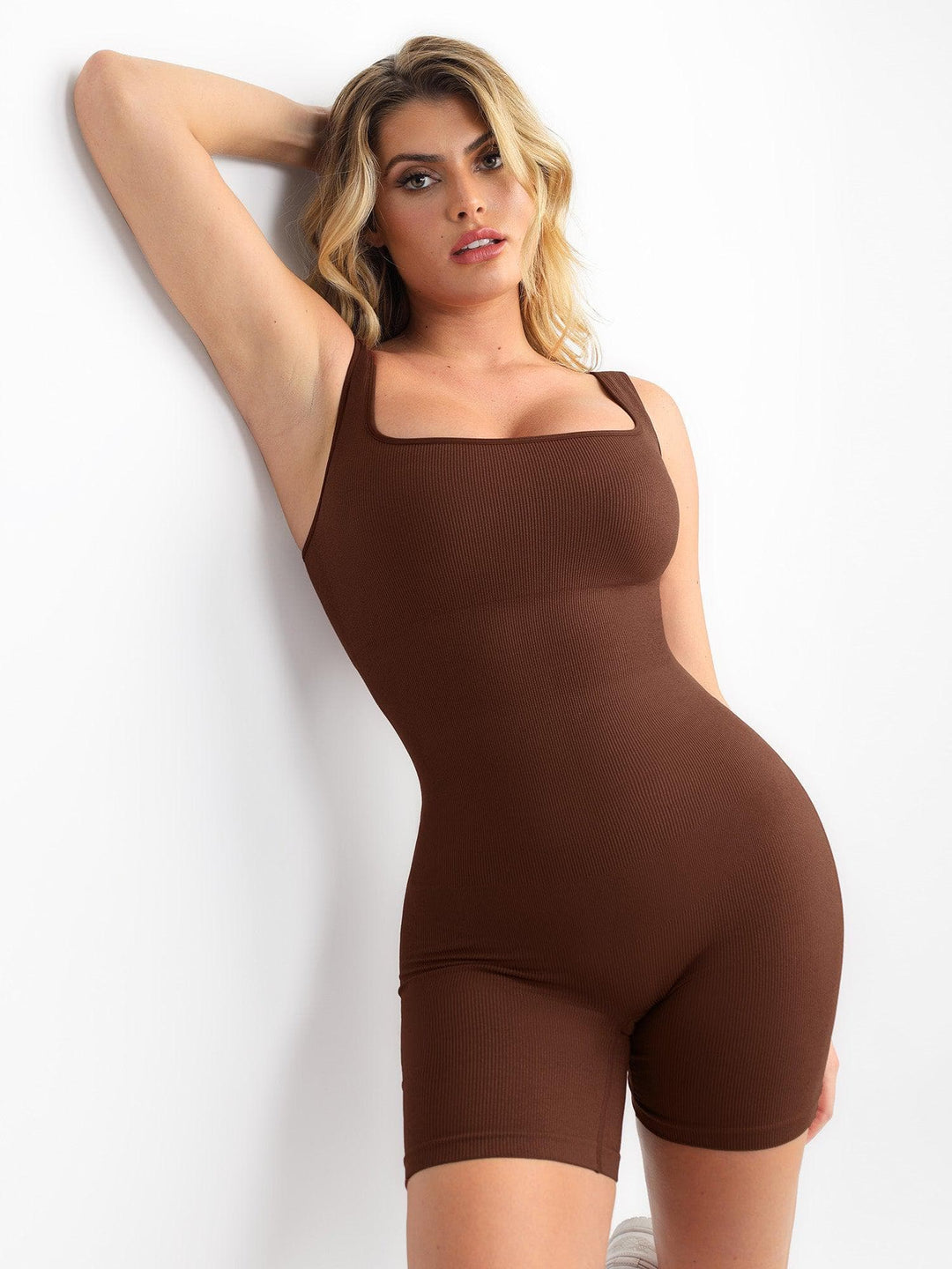 Shapewear Seamless Square Neck Smoothing Sport Romper - Modefluss