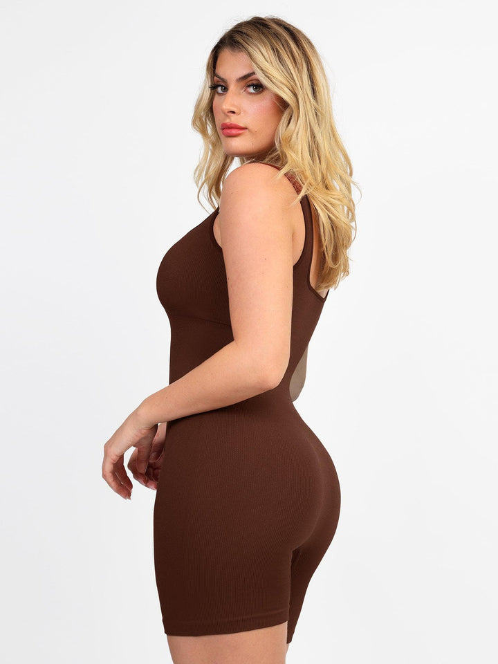 Shapewear Seamless Square Neck Smoothing Sport Romper - Modefluss