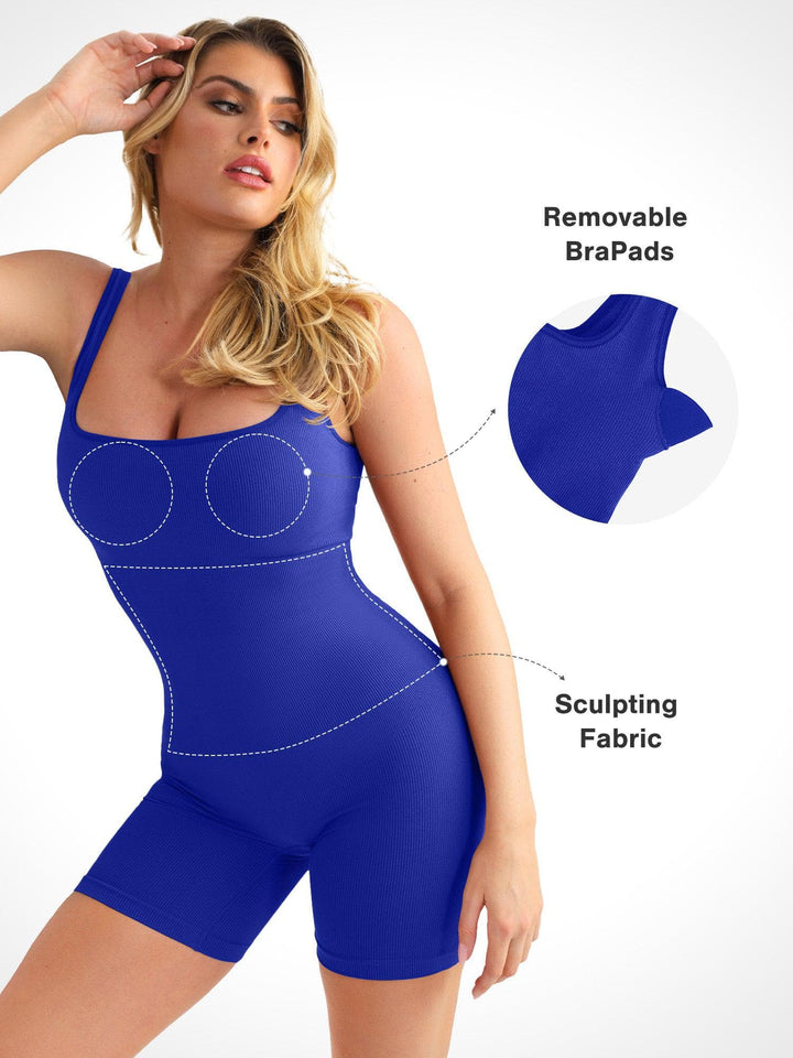 Shapewear Seamless Square Neck Smoothing Sport Romper - Modefluss