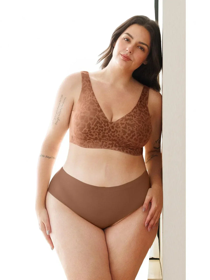 Seamless Wireless Jelly Leopard Contour Minimizer Support Bra - Modefluss