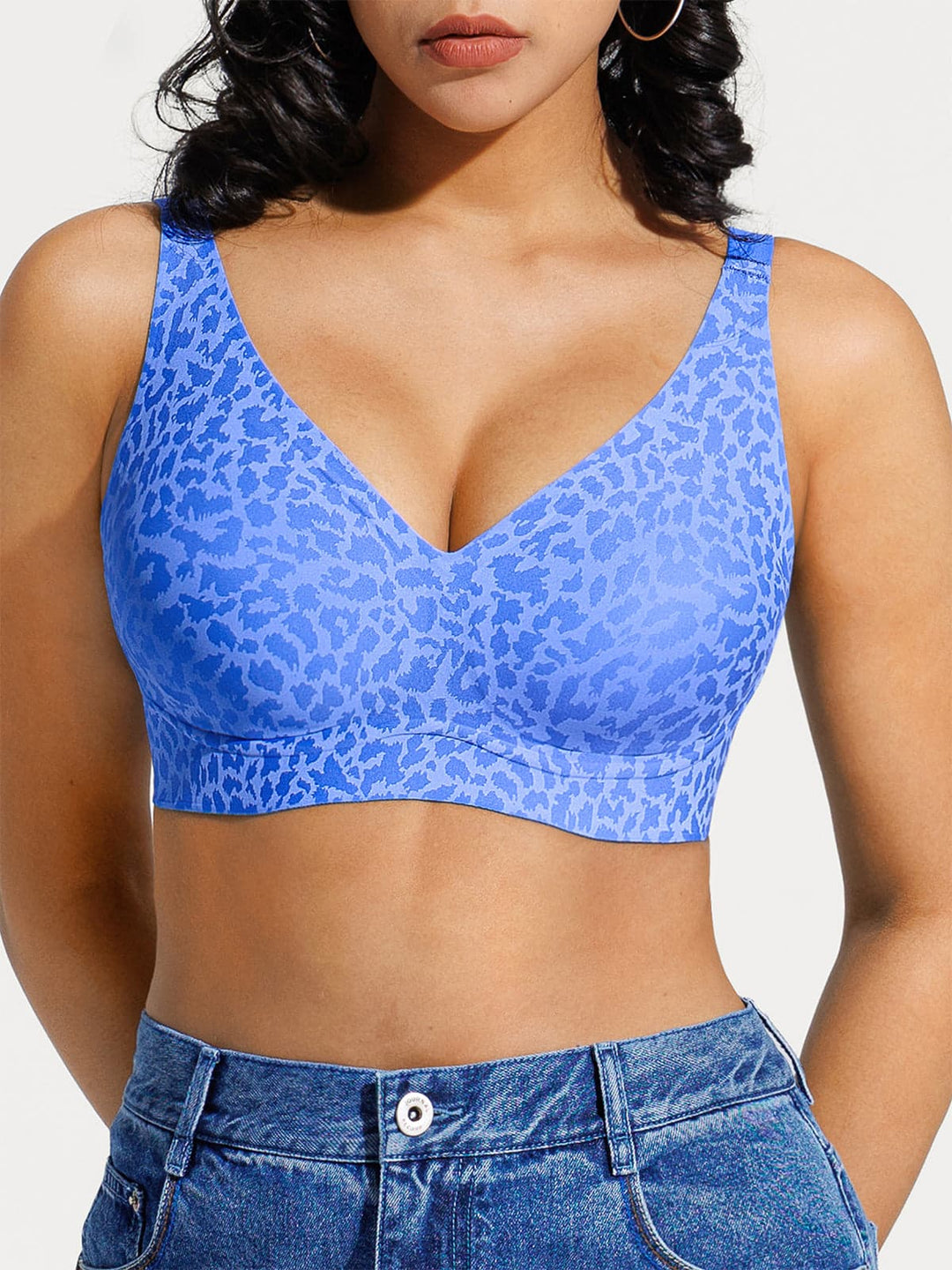 Seamless Wireless Jelly Leopard Contour Minimizer Support Bra - Modefluss