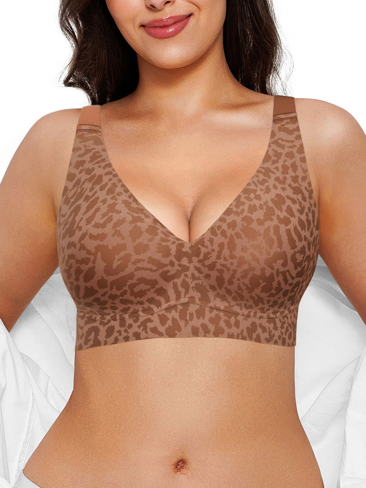 Seamless Wireless Jelly Leopard Contour Minimizer Support Bra - Modefluss
