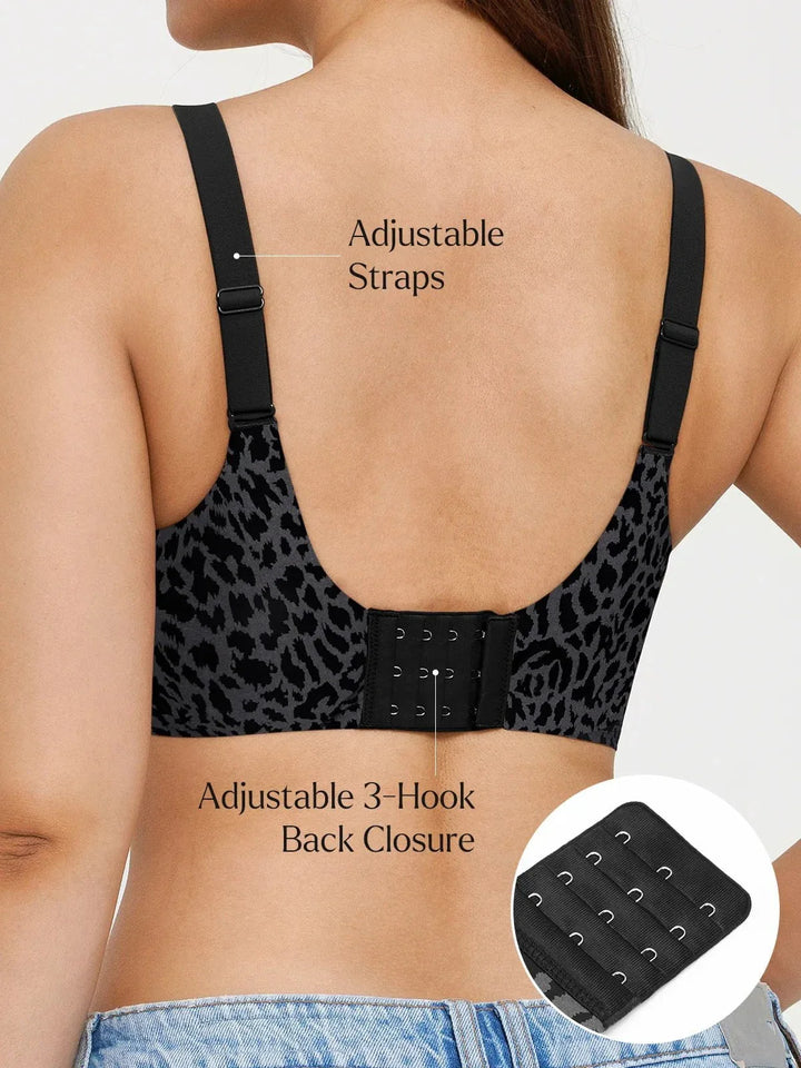 Seamless Wireless Jelly Leopard Contour Minimizer Support Bra - Modefluss