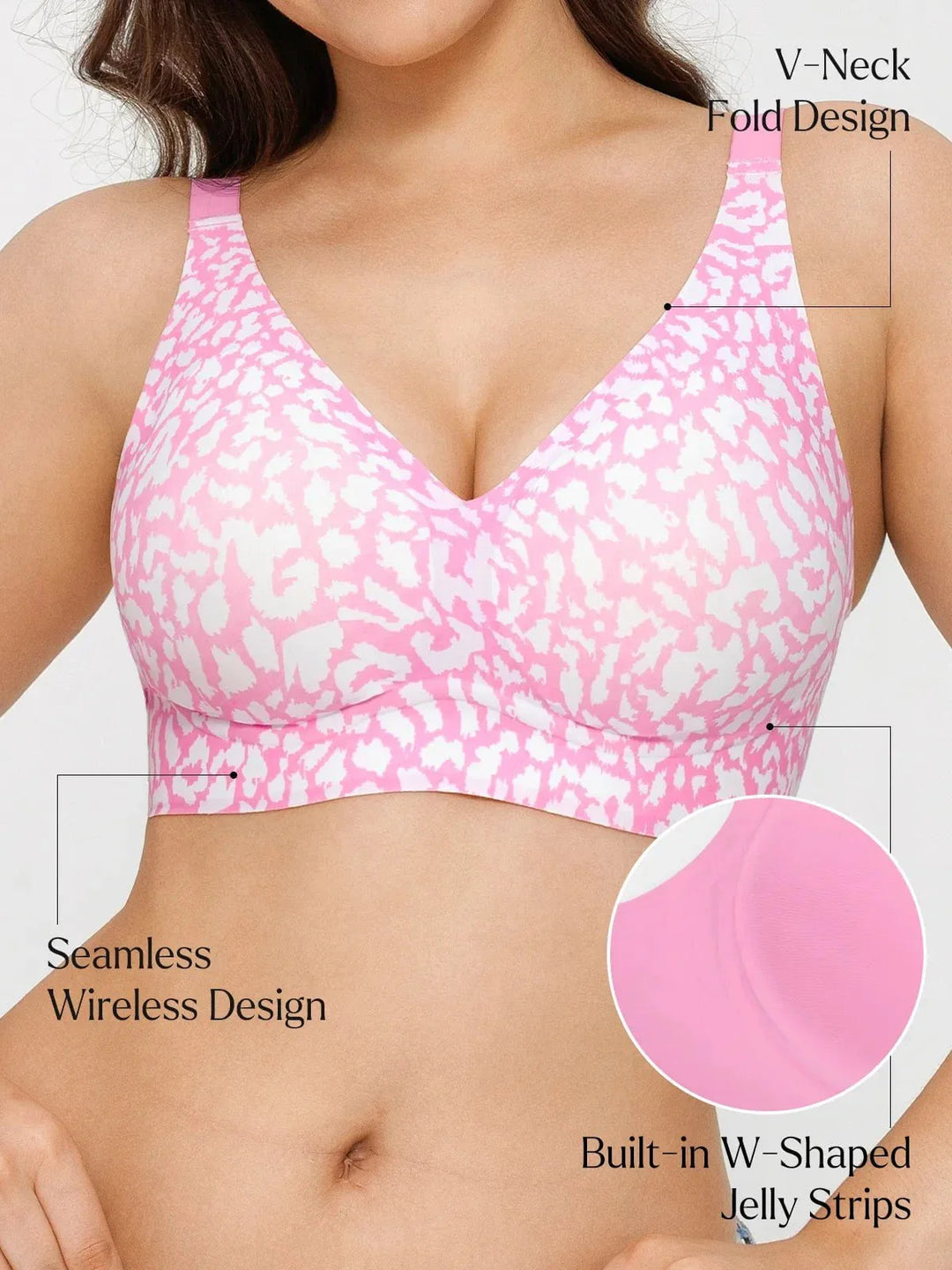 Seamless Wireless Jelly Leopard Contour Minimizer Support Bra - Modefluss
