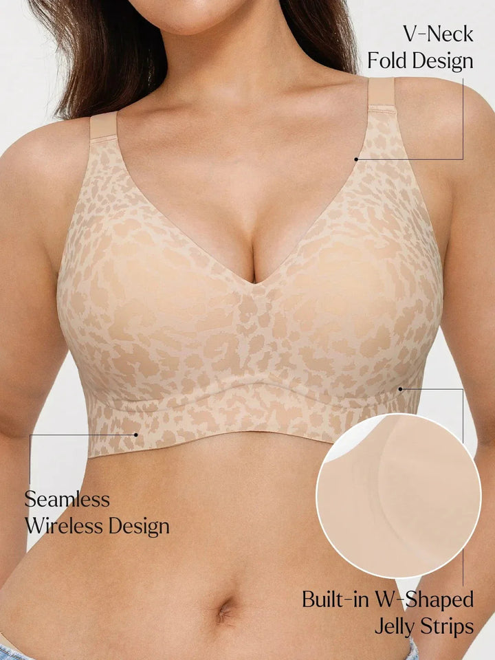 Seamless Wireless Jelly Leopard Contour Minimizer Support Bra - Modefluss