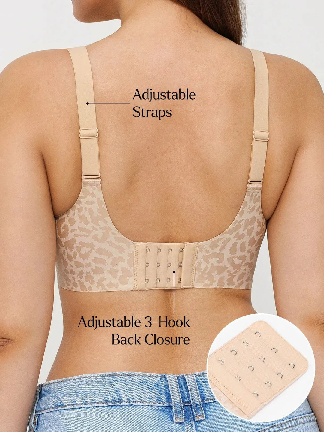 Seamless Wireless Jelly Leopard Contour Minimizer Support Bra - Modefluss