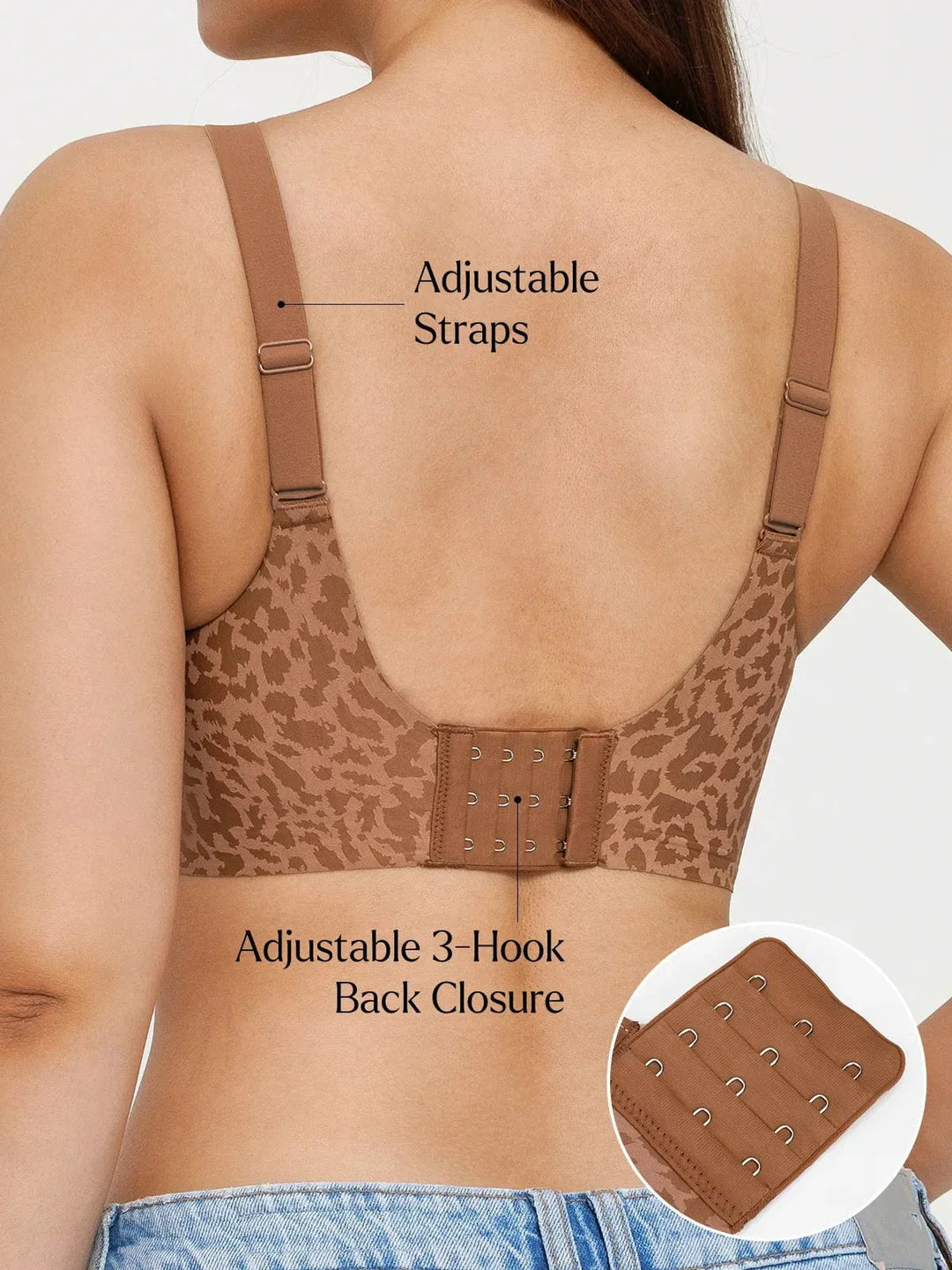 Seamless Wireless Jelly Leopard Contour Minimizer Support Bra - Modefluss