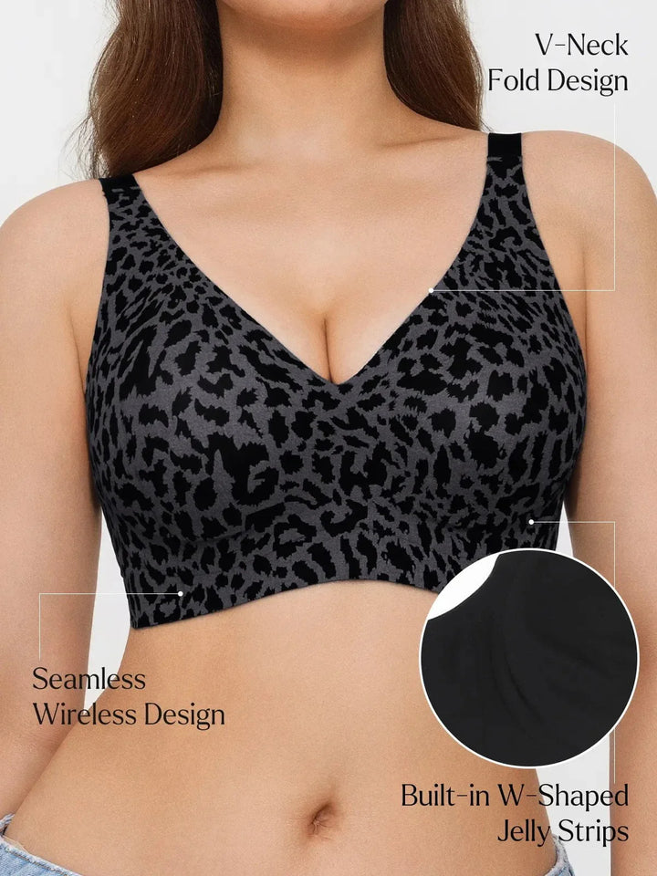 Seamless Wireless Jelly Leopard Contour Minimizer Support Bra - Modefluss