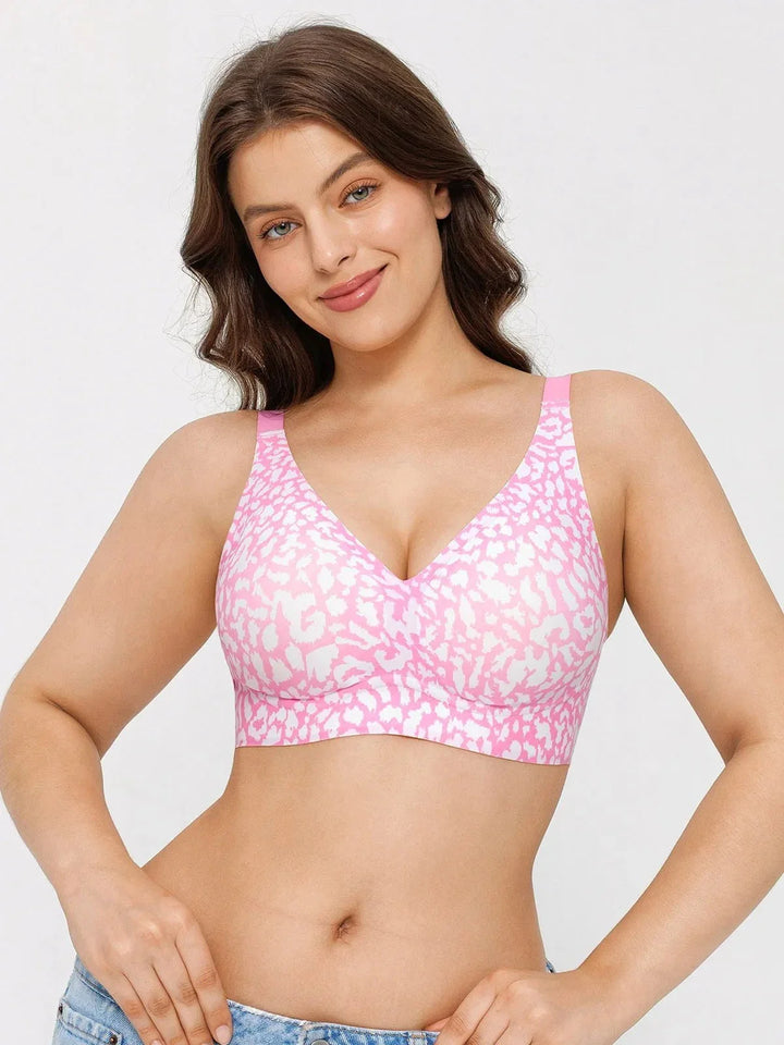 Seamless Wireless Jelly Leopard Contour Minimizer Support Bra - Modefluss