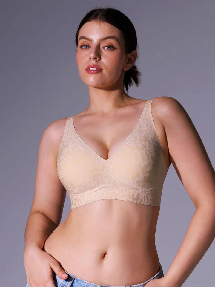 Seamless Wireless Jelly Leopard Contour Minimizer Support Bra - Modefluss