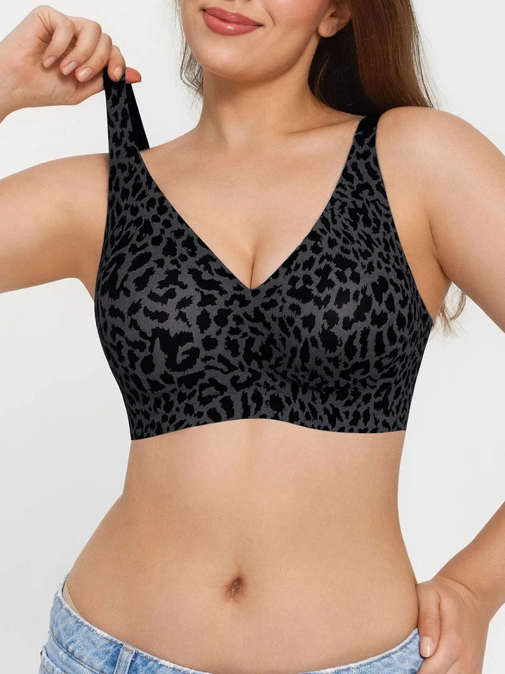 Seamless Wireless Jelly Leopard Contour Minimizer Support Bra - Modefluss