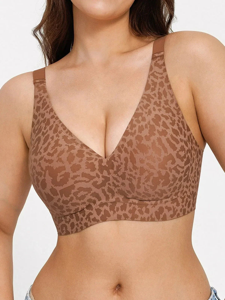Seamless Wireless Jelly Leopard Contour Minimizer Support Bra - Modefluss