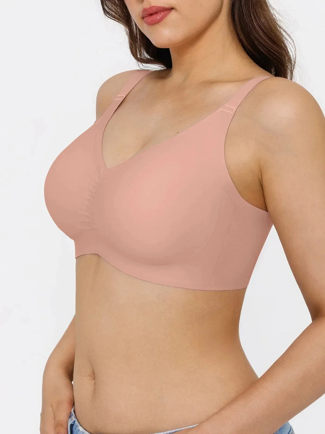 Seamless Wireless Ruched Comfort Minimizer Bra