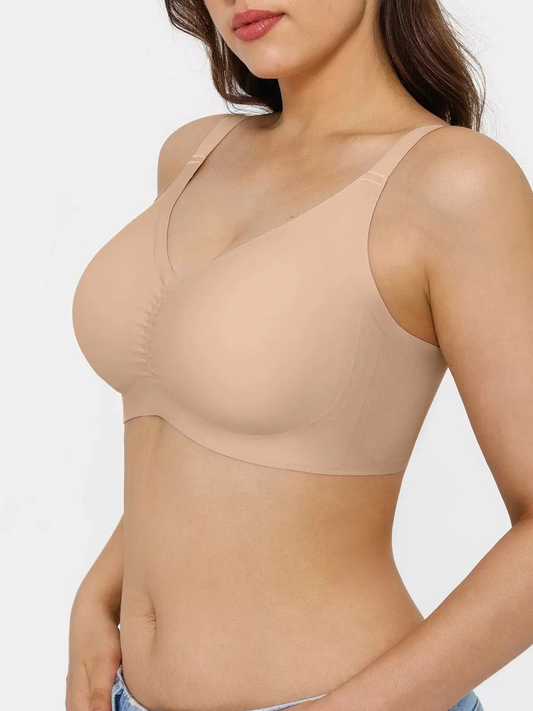Seamless Wireless Ruched Comfort Minimizer Bra