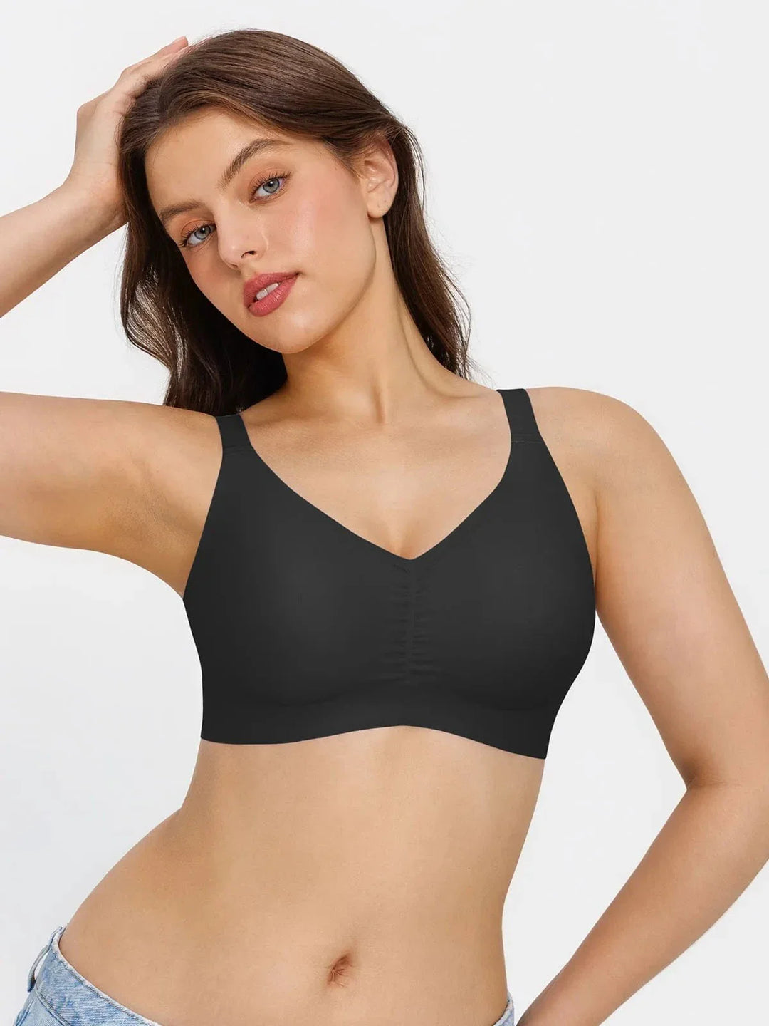 Seamless Wireless Ruched Comfort Minimizer Bra