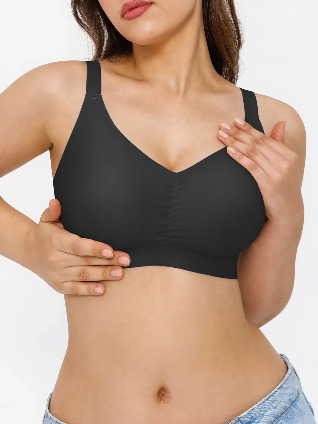 Seamless Wireless Ruched Comfort Minimizer Bra