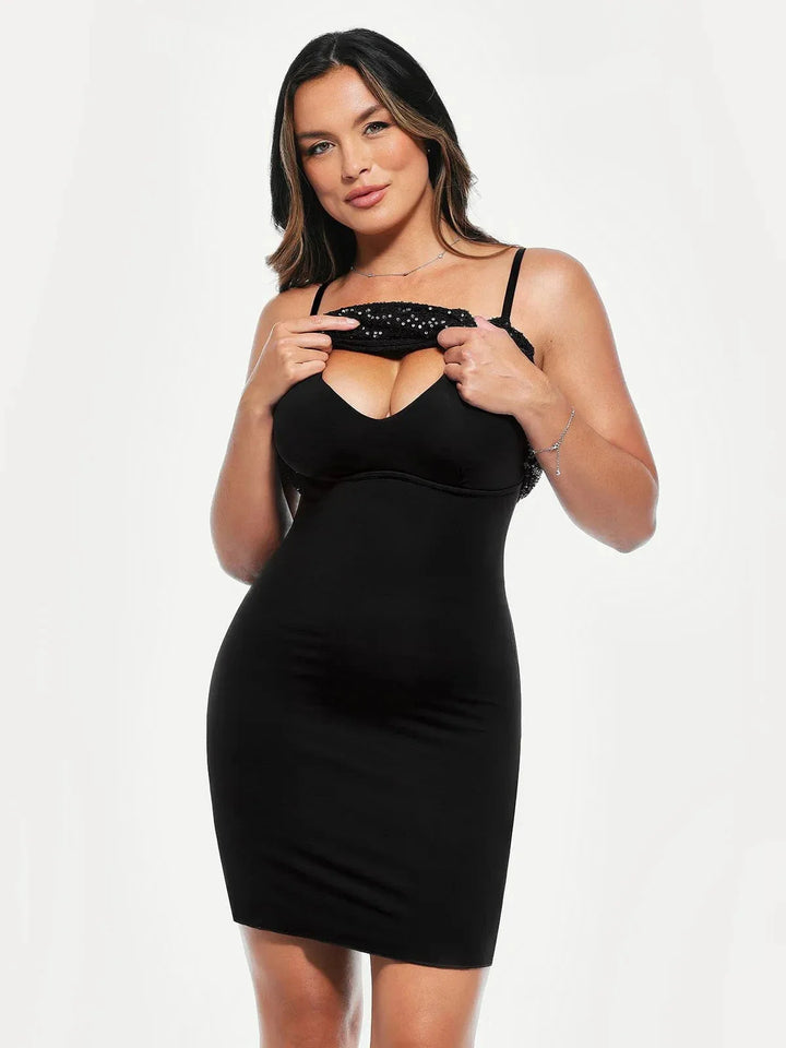 Sequin Cowl Neck Sculpting Mini Dress - Modefluss