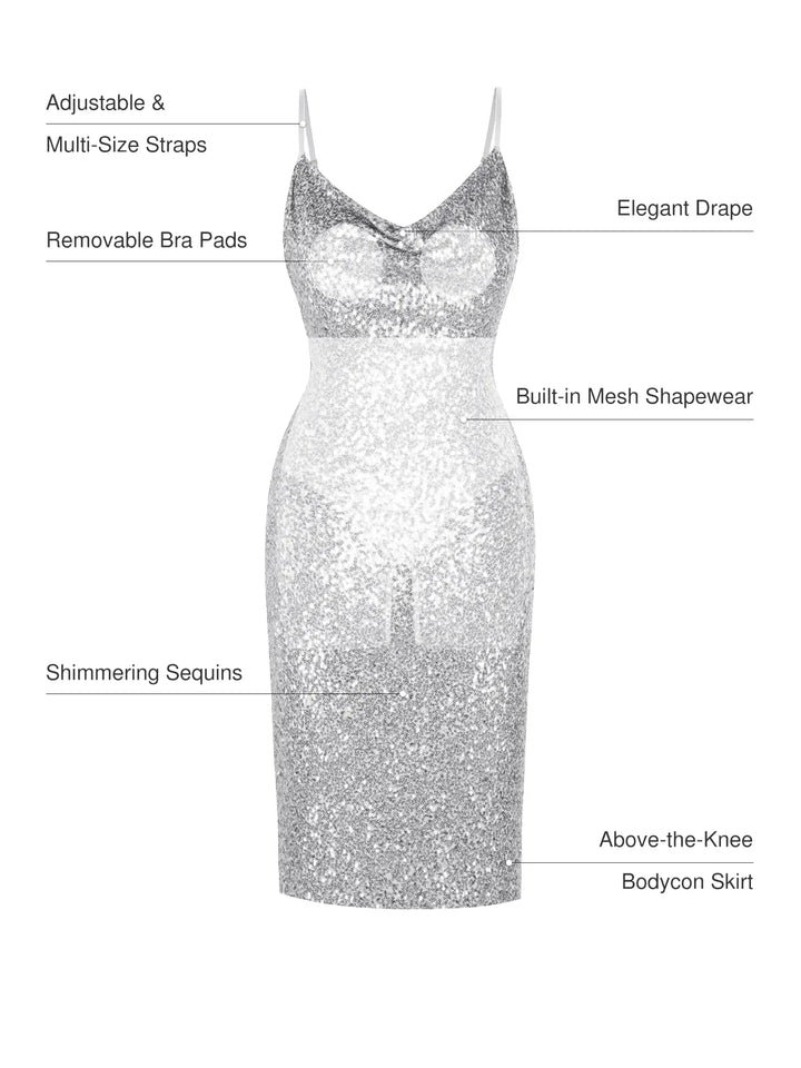 Sequin Cowl Neck Sculpting Mini Dress - Modefluss