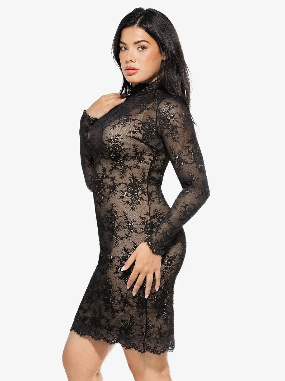 Shapewear 2-in-1 Lace Overlay Sculpting Dress - Modefluss