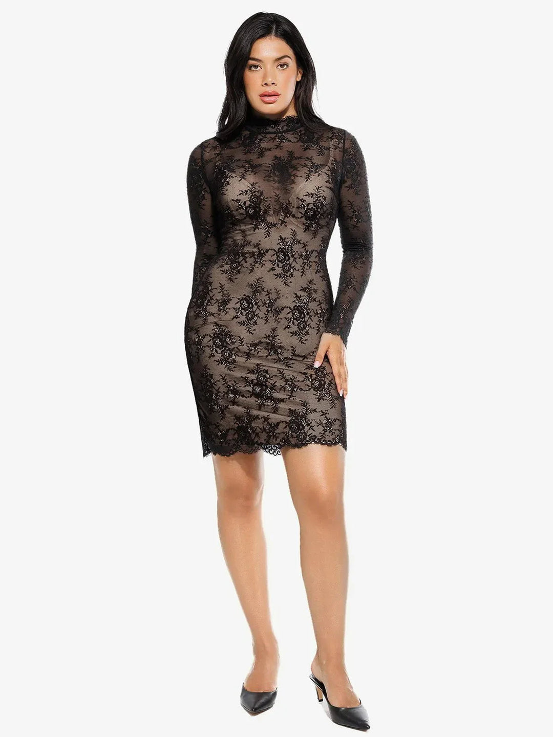 Shapewear 2-in-1 Lace Overlay Sculpting Dress - Modefluss