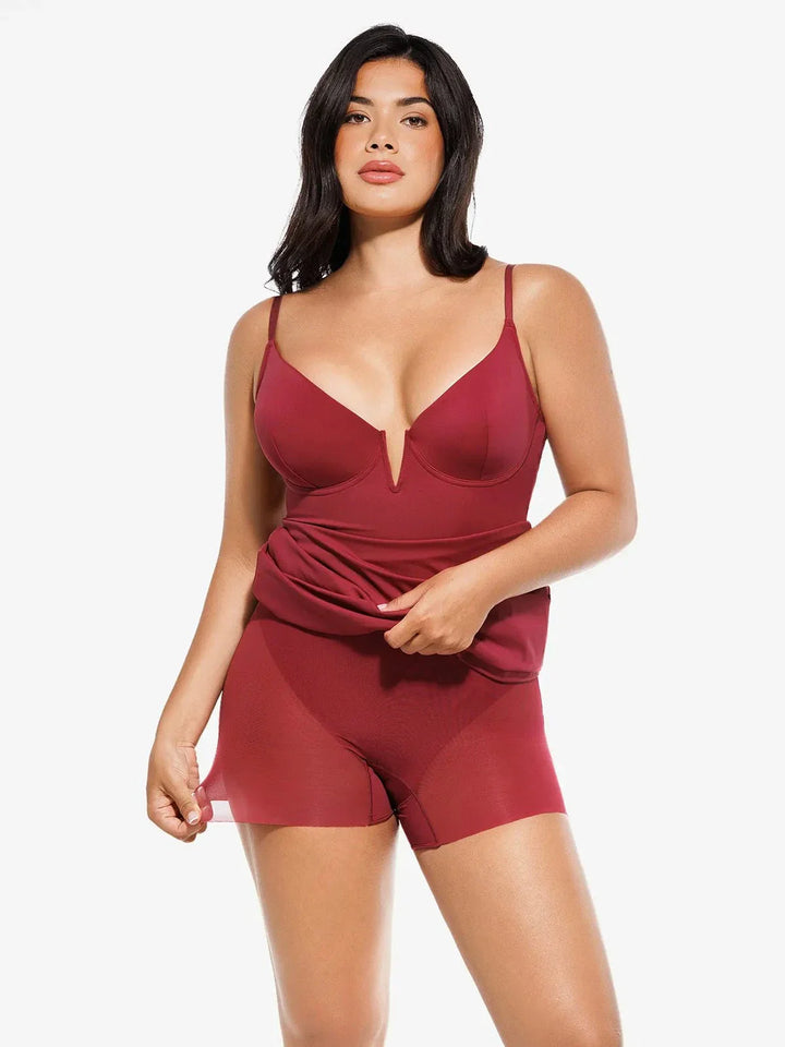 Shapewear 2-in-1 Lace Overlay Sculpting Dress - Modefluss