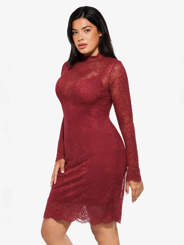 Shapewear 2-in-1 Lace Overlay Sculpting Dress - Modefluss