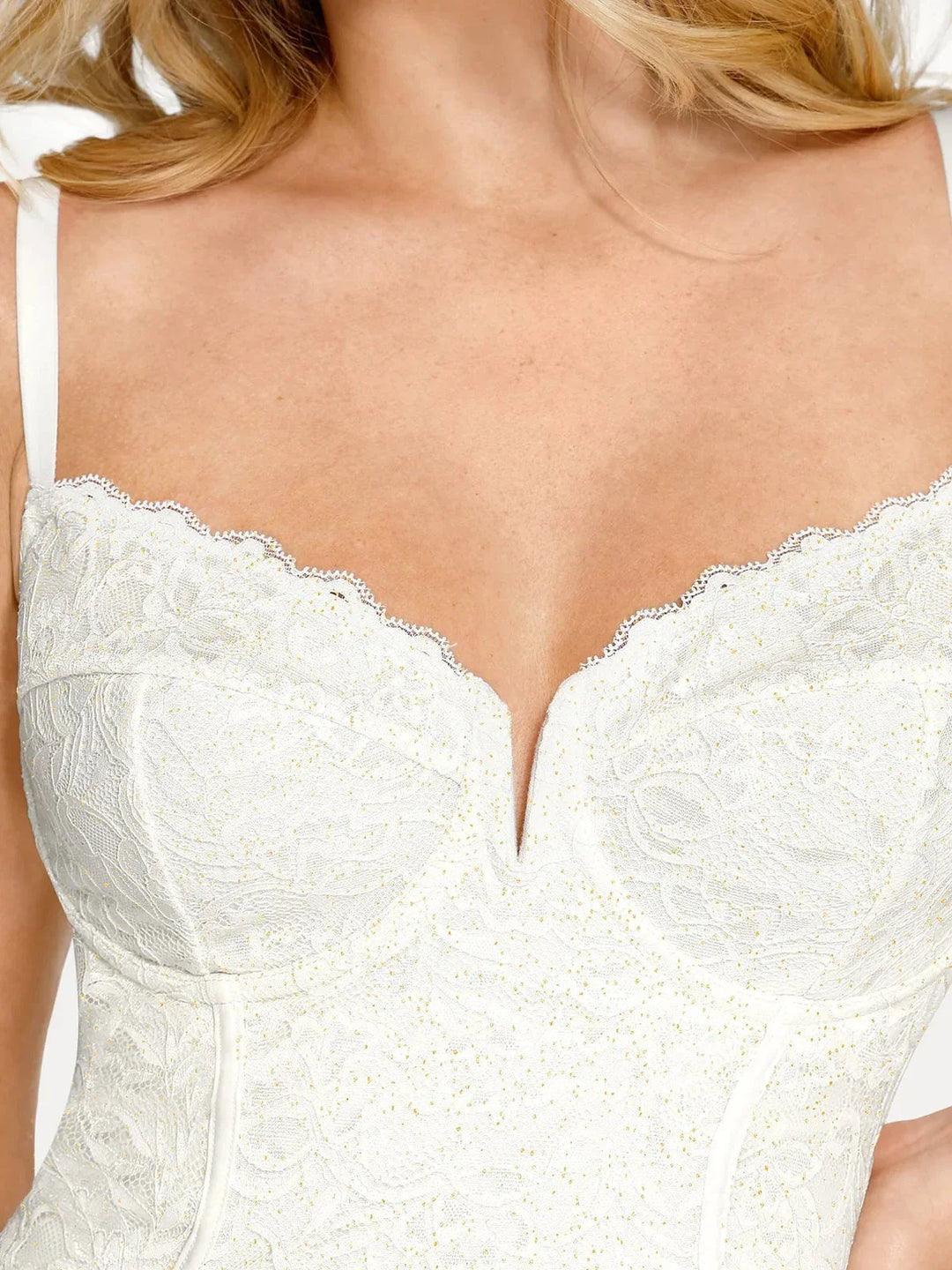 Shapewear All-Lace Hourglass Corset Side Slit Midi Dress - Modefluss