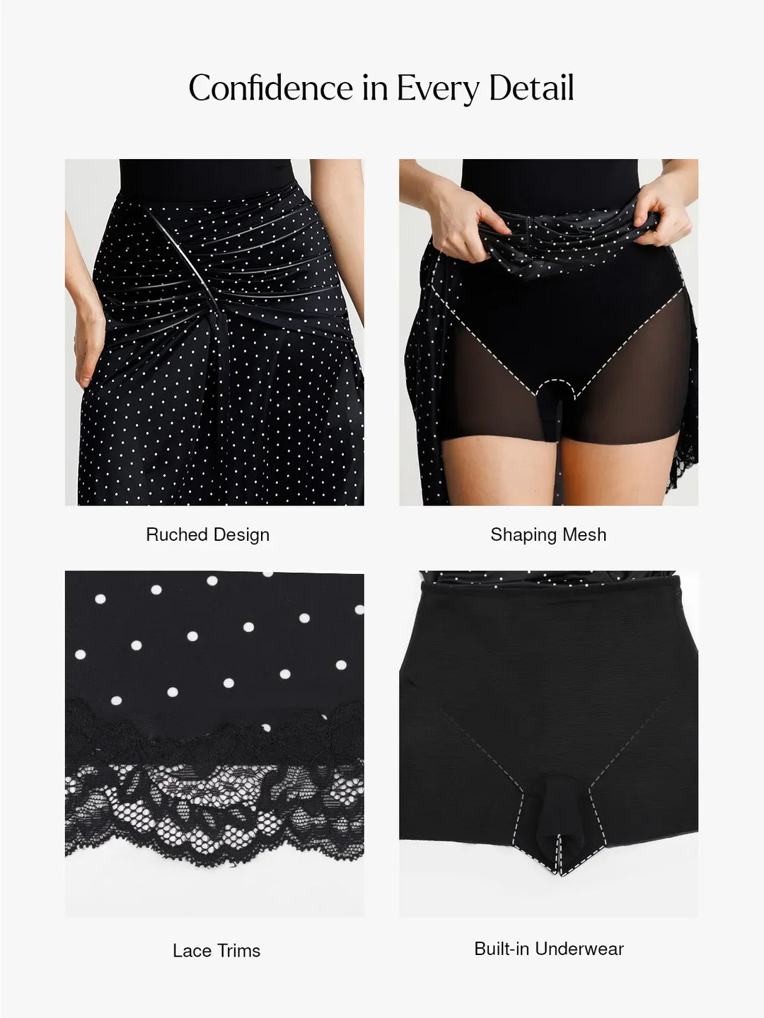 Shapewear Asymmetric Ruched Lace Midi Skirt