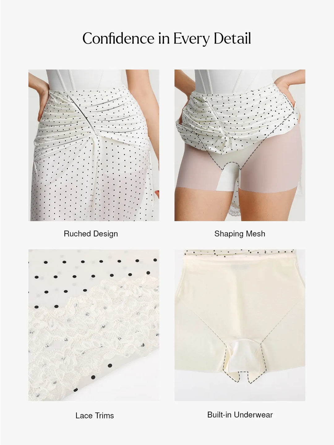 Shapewear Asymmetric Ruched Lace Midi Skirt
