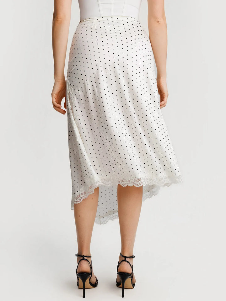 Shapewear Asymmetric Ruched Lace Midi Skirt