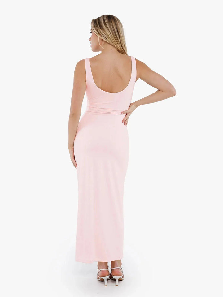 Shapewear Boatneck Draped Sculpting Maxi Dress - Modefluss