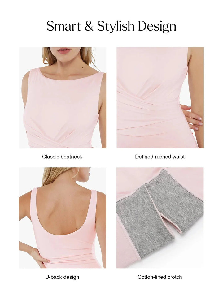 Shapewear Boatneck Draped Sculpting Maxi Dress - Modefluss