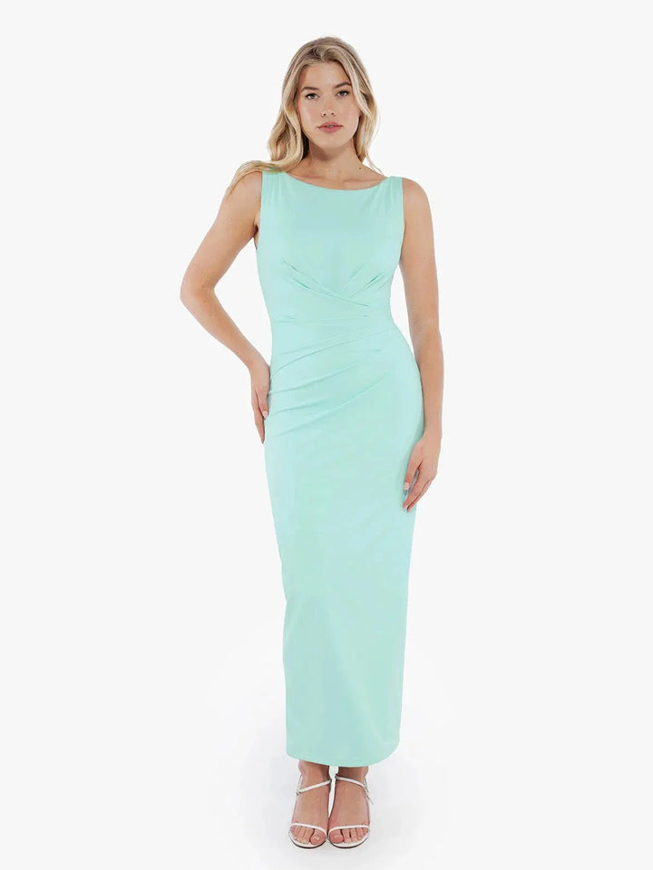 Shapewear Boatneck Draped Sculpting Maxi Dress - Modefluss