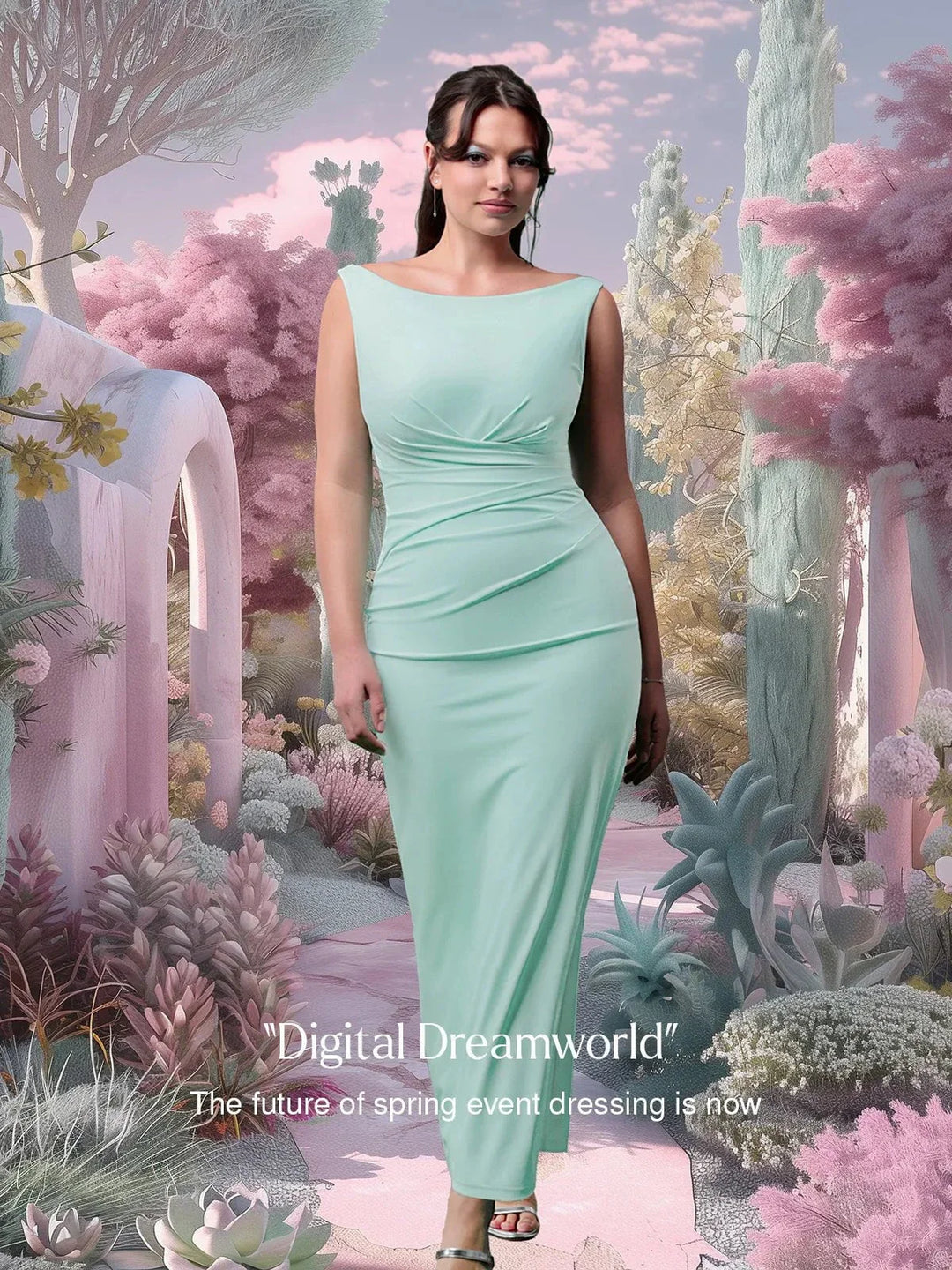 Shapewear Boatneck Draped Sculpting Maxi Dress - Modefluss