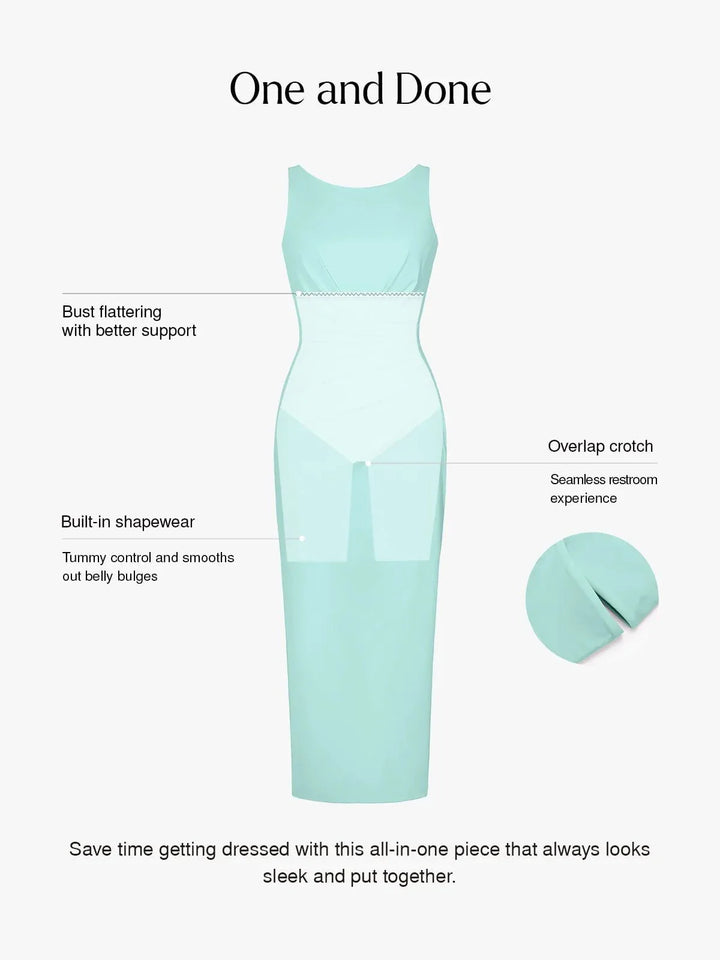 Shapewear Boatneck Draped Sculpting Maxi Dress - Modefluss